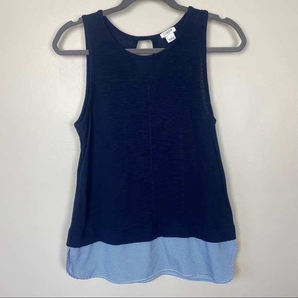 J Crew Womens Peplum Tank Top Blue Flowy Striped Size S - Picture 2 of 8